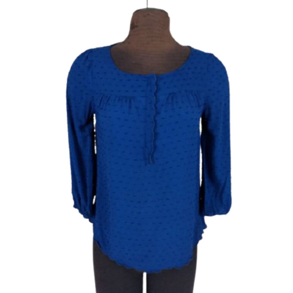 Anthropologie Maeve navy blue swiss dot blouse 4